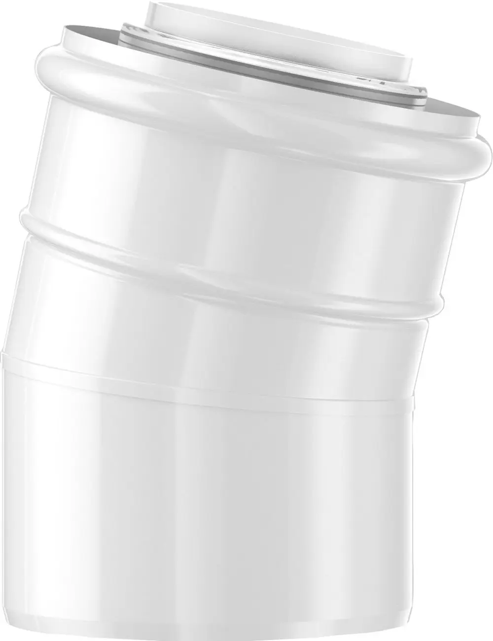 Weißer Rohrbogen mit geschwungener Form, ideal für Abgassysteme, präsentiert von Bosch. Klarer Übergang zwischen den Rohrabschnitten für optimale Verbindung.